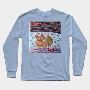 Cat and bird are friends Long Sleeve T-Shirt